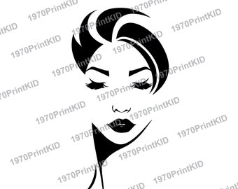 Diva femenina cara ojos cerrados svg / png / jpeg descarga digital sólo