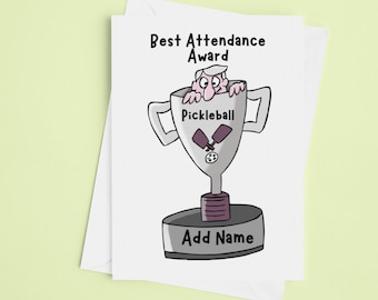 Pickleball Funny Greeting Card - 5" X 7" Original Cartoon Artwork - Customizable - Pickleball Trophy Award - Best Pickleball Player