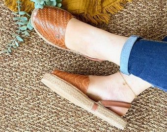 Leather espadrilles sandals, Light brown leather espadrilles flat, Low wedges espadrilles Wedge Flat Espadrilles, Flat espadrilles for women