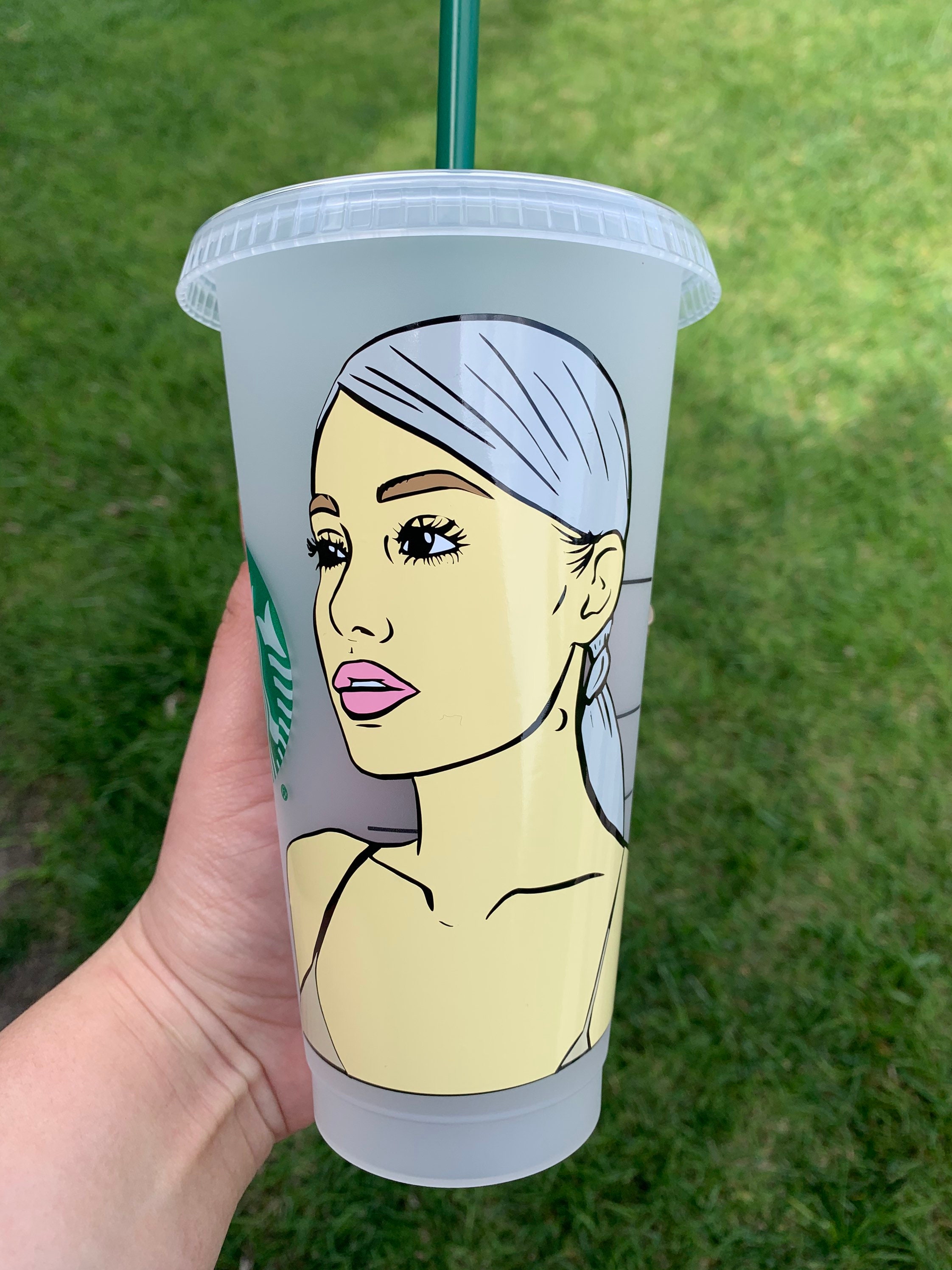 Ariana Grande, Thank U, Next, Starbucks Cup, Reusable Cup, Thank You Next,  Dangerous Woman, 24oz, Cup with straw, Lips