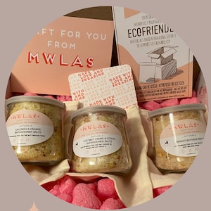 Tropical Trio Bath Salts Set | Eco Friendly Spa Gift for Mom Bath Salts Gift for Her Bath Salts Spa Gift for Wife Bath Tropical Gift Set