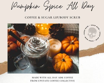 Pumpkin Spice Coffee & Sugar Scrub | 2oz/5oz/8oz | MWLAS Lip Body Natural Exfoliant Coffee Sugar Scrub Vegan Aromatherapy Spa Christmas Gift