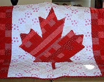 Canada Flag Throw Quilt PDF Pattern - Canada quilt pattern, gift for quilters, quilt pattern