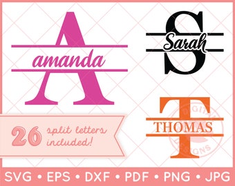 Split Monogram Alphabet SVG Bundle, File for Cricut, Instant Download, Cricut Silhouette Cut Files