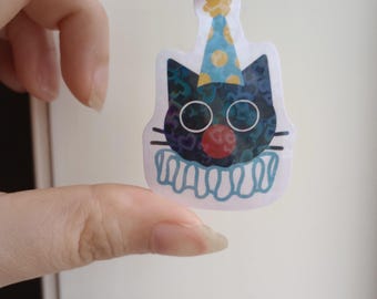 Holographic clown cat sticker