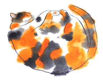 a calico cat painting acrylic pet painting animal painting 4x6 inches cute small painting cat lover gift ORIGINAL artwork