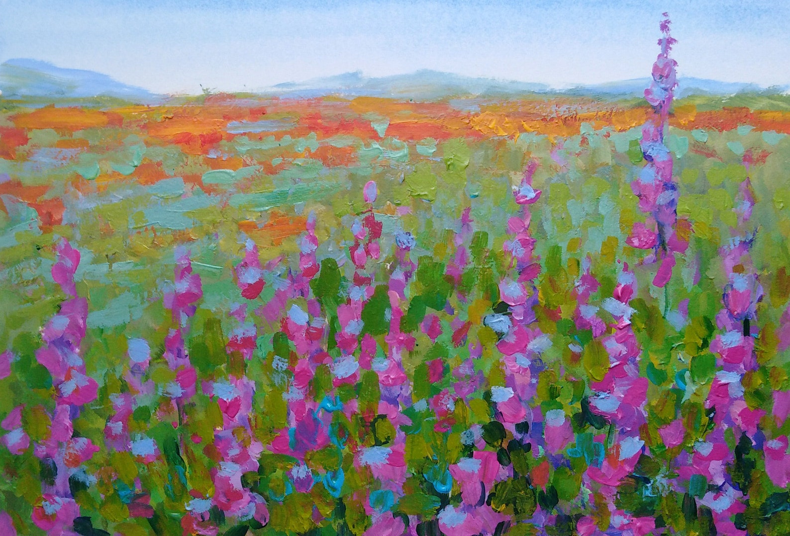 Wildflower Painting Flower Fields Original Acrylic Art Etsy
