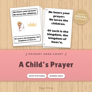 A Child's Prayer Song Chart | LDS Primary Singing Time | Primary Program Chorister Help | Visuals for Primary | LDS Songbook |
