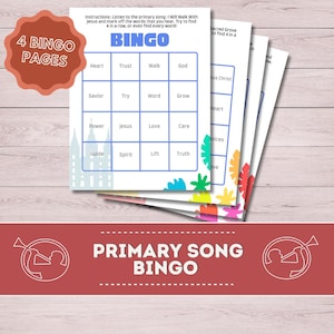 LDS BINGO for Primary Songs | General Conference | Sunday School | Primary Singing Time Helps | Kids Toddlers Church Activity | FHE