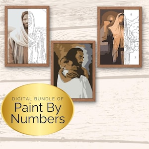 Jesus Christ Paint by Number Bundle of 3 | Relief Society | Easter General Conference | Ministering FHE Gift | Seminary Activity | Procreate