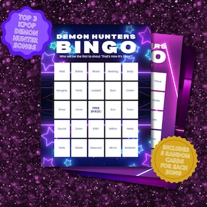 K-POP BINGO | Demon Hunter Birthday Games | Party Decor | Huntr/x, Rumi, Mira, Zoey | Saja Boys | Party Favors and Activities for Teen Tween