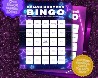 K-POP BINGO | Demon Hunter Birthday Games | Party Decor | Huntr/x, Rumi, Mira, Zoey | Saja Boys | Party Favors and Activities for Teen Tween