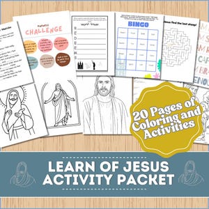 Jesus Learning Activity Packet for Kids and Teens | 2025 | Maze, Word Search, Faith Puzzle, BINGO, Coloring Page | LDS Sunday School