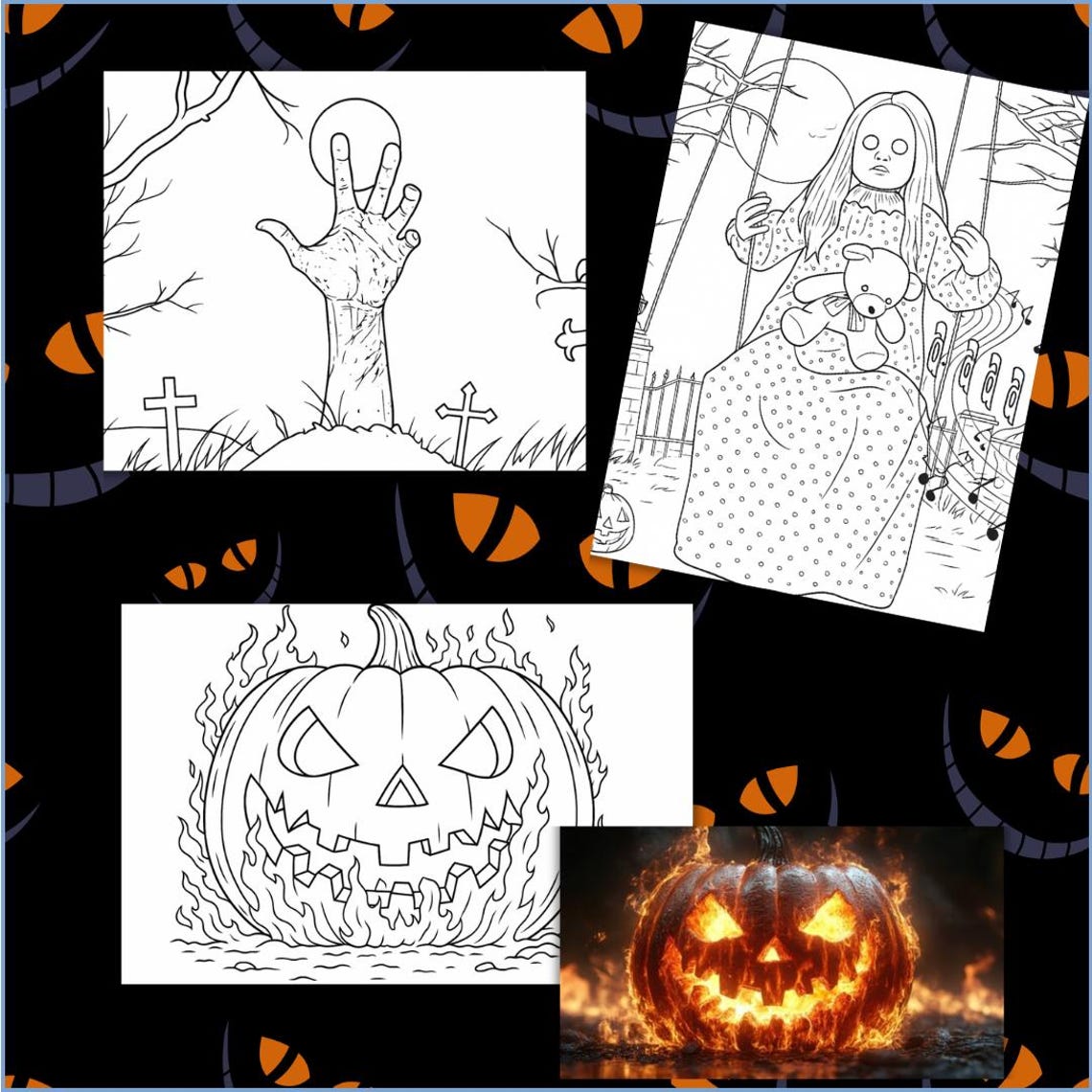 Spooky Halloween Coloring Pages Bundle | 20 Printable Creepy Autumn ...