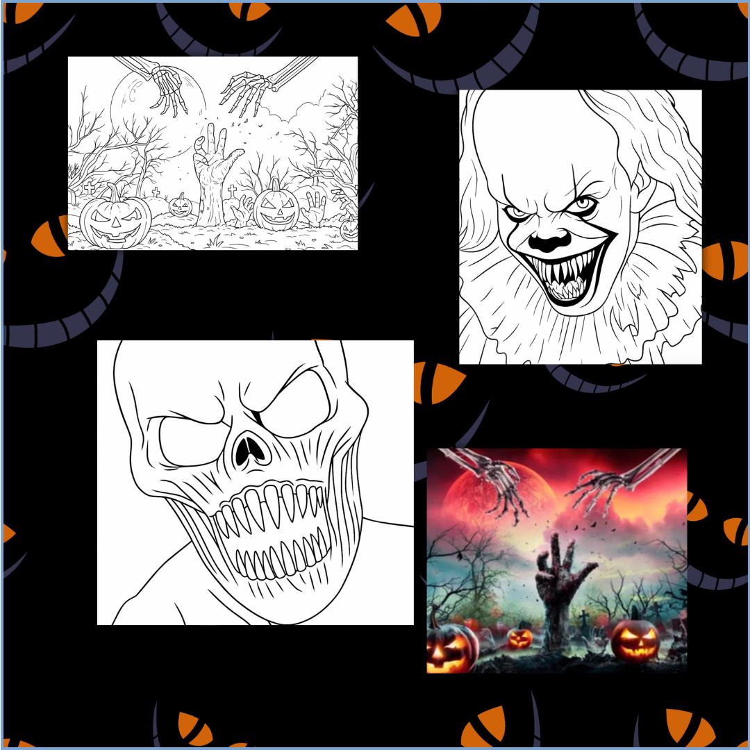 Spooky Halloween Coloring Pages Bundle | 20 Printable Creepy Autumn ...
