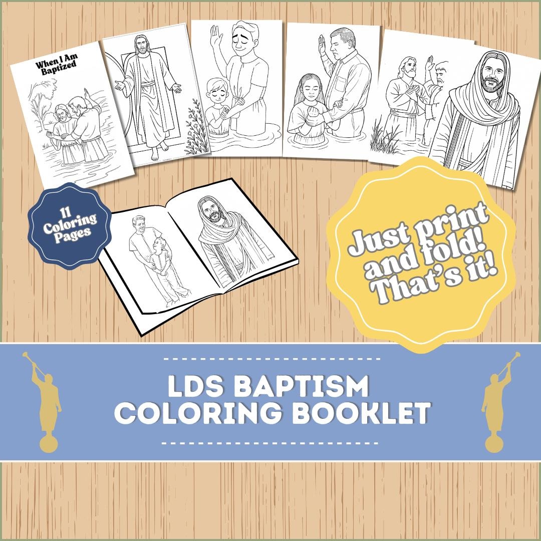 LDS Baptism Coloring Booklet | 12 Pages for Kids Adults | Primary ...