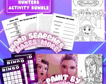K-POP Mega Bundle | Demon Hunter Birthday Game | BINGO, Coloring | Huntr/x, Rumi, Word Search | Saja Boys | Party Favors Activities for Teen