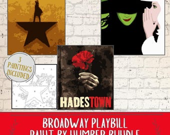 Pacchetto di pittura con i numeri di Broadway / Copertina del programma di Wicked, Hamilton, Hadestown da colorare con i numeri / Regalo o lavoretto per gli appassionati di Broadway / Procreate