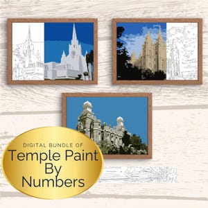 Paint by Number Bundle of 3 LDS Temples Photos | Easter General Conference Activity or Gift | Mutual or Seminary Activity | Procreate