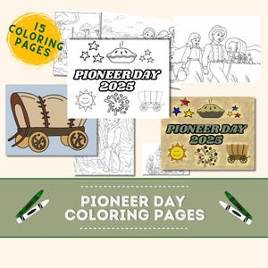 Pioneer Day Coloring Pages | Last-Minute Printable | LDS Cute Sunday School Activity for Toddlers, Adults, Teens, Kids | FHE Idea