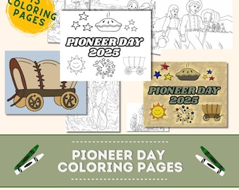 Pioneer Day Coloring Pages | Last-Minute Printable | LDS Cute Sunday School Activity for Toddlers, Adults, Teens, Kids | FHE Idea