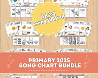 2025 Primary Singing Time Song Chart Bundle | LDS Primary | Primary Program Chorister Help | Visuals for Primary | LDS Songbook | 24 Songs |