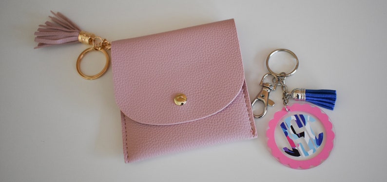 2 Round Acrylic Keychain Tassel Keychain Personalized Keychain