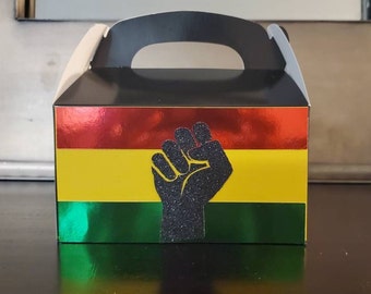 Juneteenth, black, treat box, gable box, African-American, black history, Juneteenth decorations, freedom day, party favor, independence day