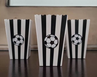 Soccer popcorn treat boxes, gift box, treat box, gable box, birthday, birthday party, basketball, soccer, treat bag, candy, athlete, sports,