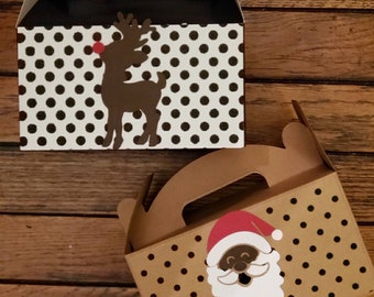 Black Santa, Santa Claus,reindeer, Christmas, treat boxes, gable boxes, holiday gift ideas, holiday, holiday party, party favor, toys, candy