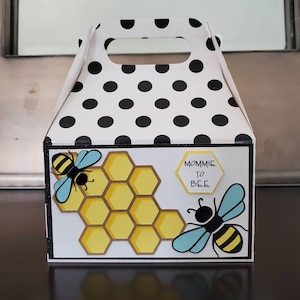 Mommie to BEE, bee baby shower, baby shower,  baby shower favor, treat box, gable box, beehive, party favor, honey
