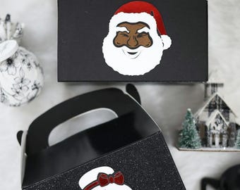 Black Santa, Santa Claus, Mrs. Claus, Christmas, christmas gable boxes, holiday gift ideas, holiday party, gift exchange, black-owned