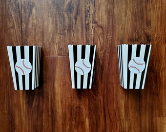 Baseball, popcorn treat boxes, gift box, treat box, gable box, birthday, birthday party, treat bag, candy, athlete, sports, party favor