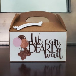 Teddy bear baby shower, teddy bear baby shower favor, treat box, gable box, boho baby shower, teddy bear decorations, party favor
