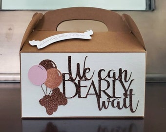 Teddy bear baby shower, teddy bear baby shower favor, treat box, gable box, boho baby shower, teddy bear decorations, party favor