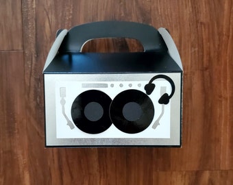 DJ, party favors, treat boxes, birthday party, party bags, swag bags, gable boxes, music, birthday
