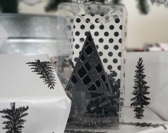 Christmas, Christmas tree, Gift box, clear box, gift exchange, gift, holiday, holiday gift, black