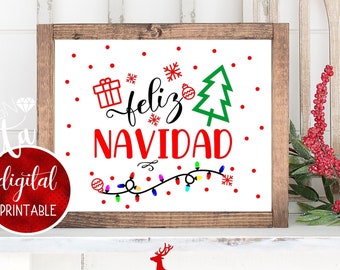 Feliz Navidad Home and Party 10x8 Printable Sign,Spanish Christmas party sign,Noche buena,Welcome sign,Fiesta party,Mexican Christmas party