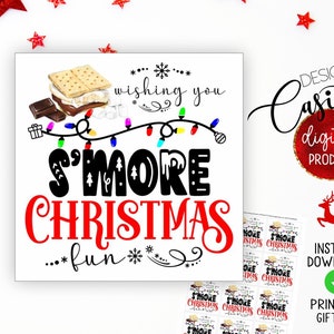 Smore Christmas Printable Gift Tag,s'mores Kit Tag,sweet Treat Station ...