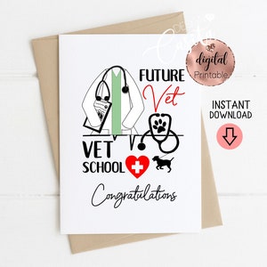 Vet Future Vet druckbare 5x7 gefaltete Grußkarte, Veterinärschülerkarte, Tierarztschule, Dogtor Karte, Tierarztwoche, Tierdoktor, männlicher Tierarzt