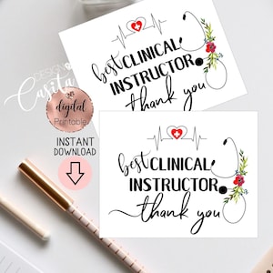 Carte de remerciement pour instructeur clinique, Semaine de l'infirmière, Carte médicale imprimable, Maître de l'enseignement, Soins infirmiers cliniques, Professeur de santé, Agent de santé