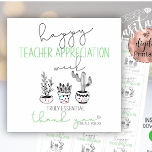 Lehrer Wertschätzung Woche Pflanze druckbar Geschenk Anhänger, Danke, Schul Personal Wertschätzung, Mini Cookie Anhänger, Kindergarten, Kindergarten