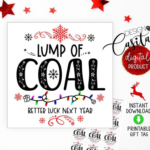 Lump of Coal Printable gift tag,Christmas holiday treat favor tag,Fudge tag,Baker cookie label,staff appreciation gift,homemade baker gift