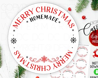 Blank Labels Christmas Printable gift tag label,Jar labels 2.5 Circle Merry Christmas Homemade Canning,from the kitchen of,Jam gifts,honey