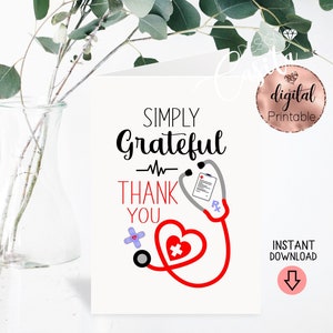 Merci médical imprimable carte de voeux pliée 5 x 7, Saint Valentin, médecin, instructeur clinique, carte RN, infirmière préceptrice, médecin, merci