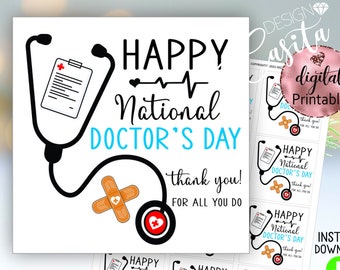 National Doctor's Day Printable tag 2.5,Medical thank you,mini cookie tag,Doctor cookie ,Doctor day,MD printable,doctor appreciation,OB GYN