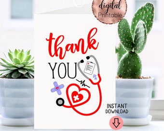 Medical thank you printable 5x7 folded greeting card,Doctor Day,Nurse week card,Clinical Instructor,nurse appreciation,preceptor card,RN