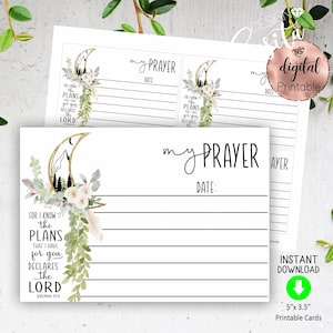 Gebetskarte Printable Jeremia 29:11 Schrift Blumenmond, Affirmation, Gebetskrieger, Glaubensbibelvers, Hochzeitsgebetskarte, Babygebet
