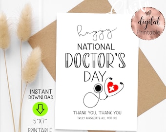 Doctor's Day thank you printable 5x7 folded greeting card,Medical card,DO doctor,OBGYN thank you,Clinical Instructor,md doctor appreciation