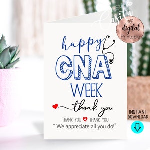 Happy CNA Week Printable 5x7 Folded Grußkarte,Krankenpflege Assistent Karte,Nurse Assistenz Medizinische Dankeschön,Krankenschwester Hilfe Anerkennung,CNA Geschenk,